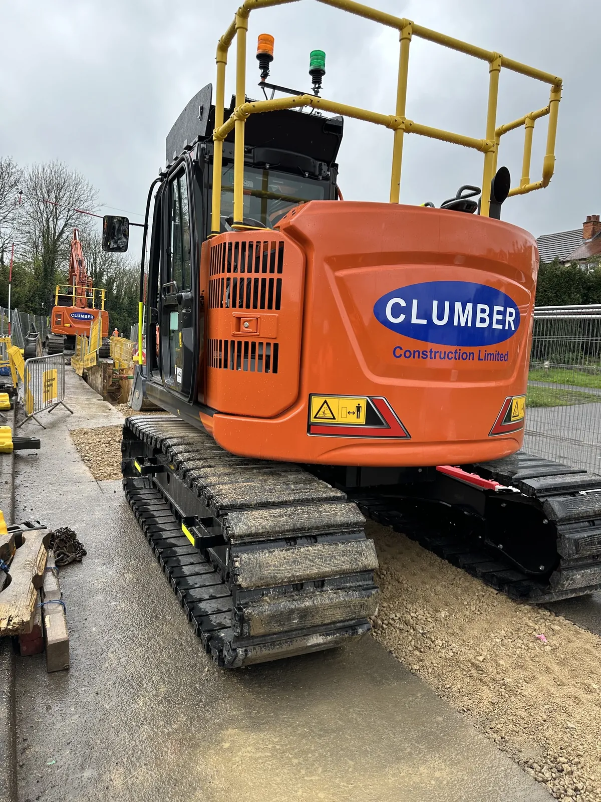 Clumber Construction excavator on pipeline civil engineering works