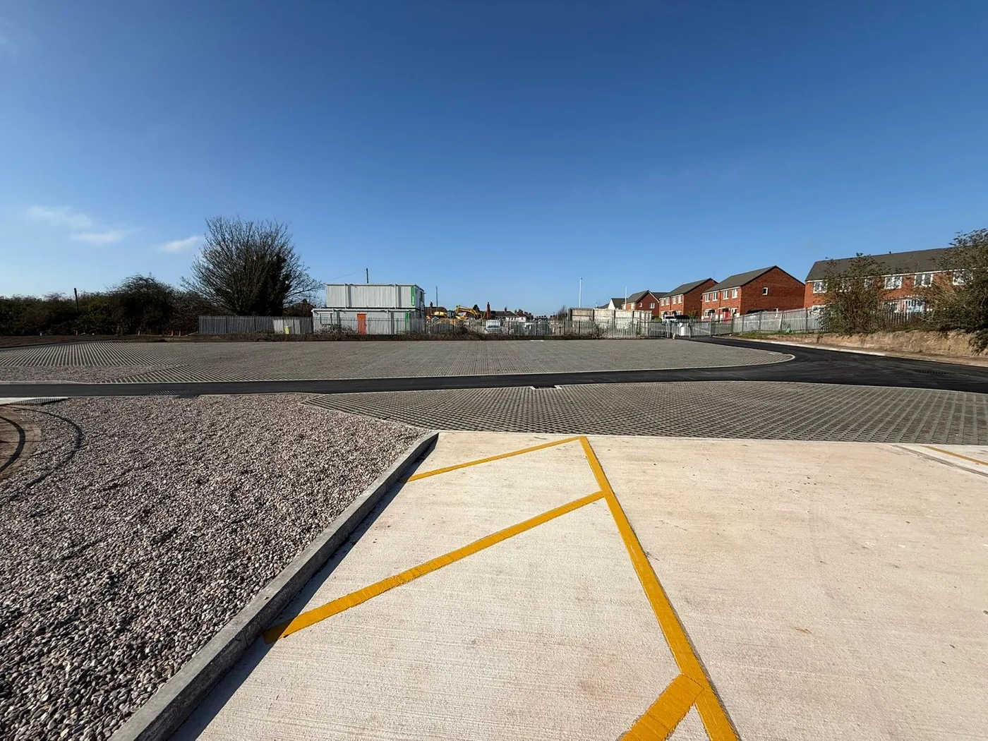 Completed block paving parking area at Nuneaton sewage treatment works