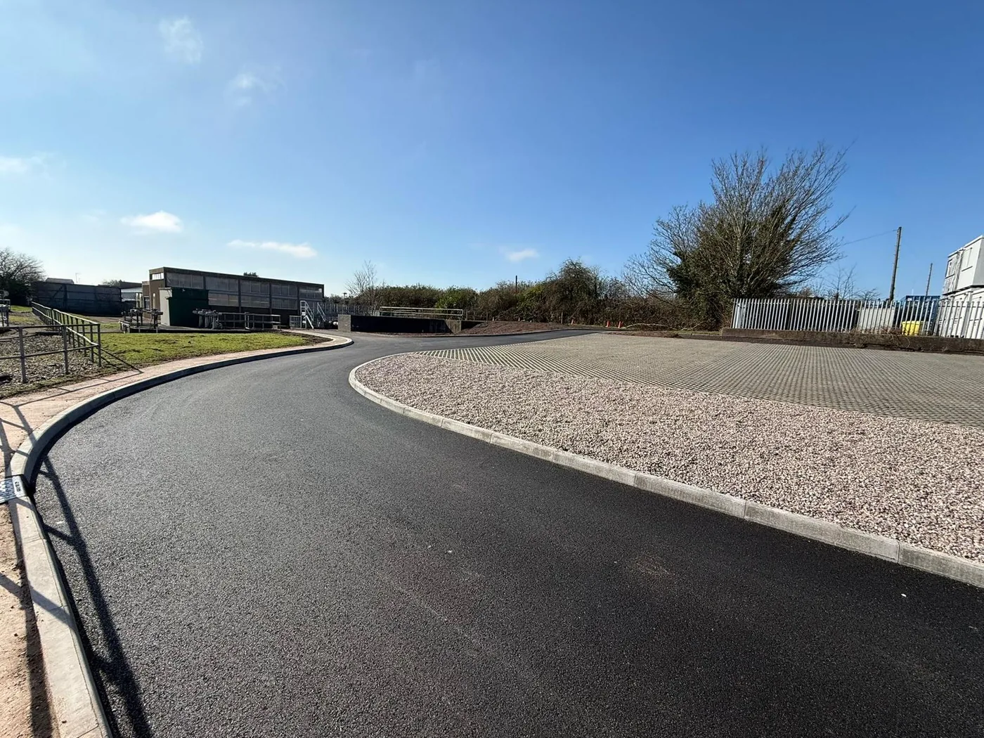 New tarmac access road at Nuneaton sewage treatment works